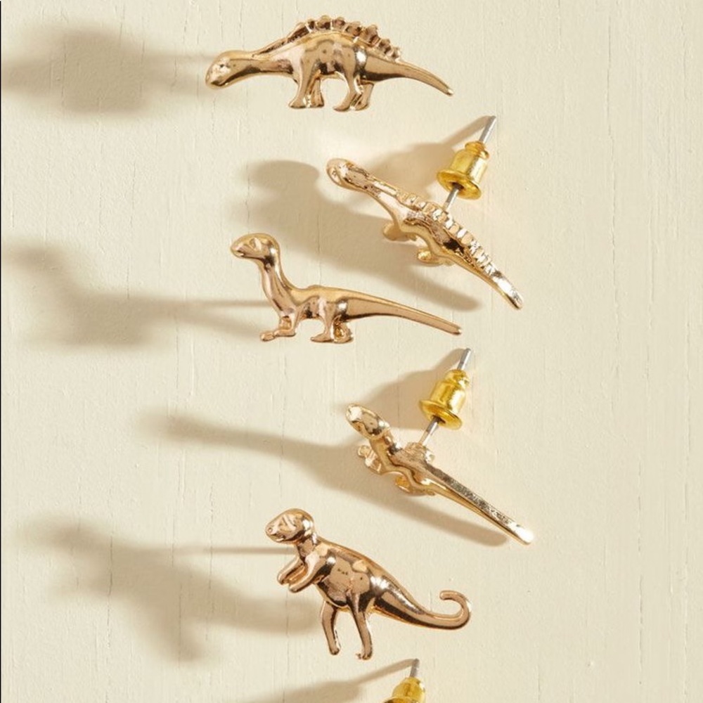 LAST SET Gold Dinosaur Stud Earring Set - Picture 2 of 4
